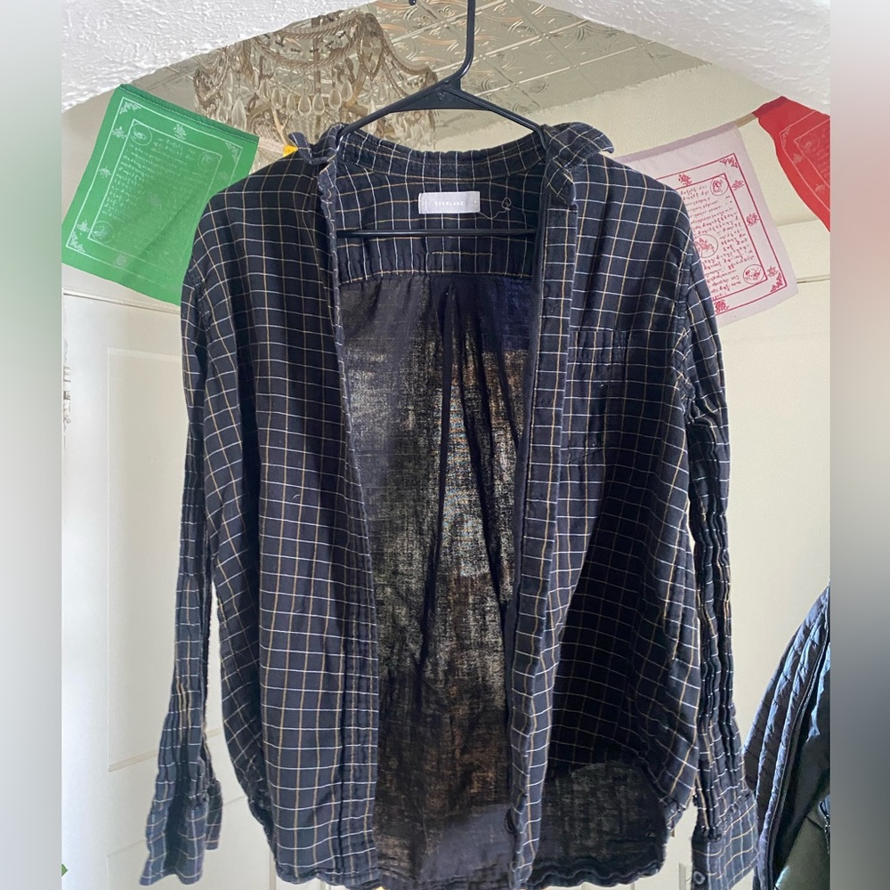 Black plaid Everlane button down
